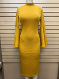 Gold Bell Sleeved Dress