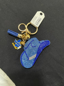 Texas Poodle Charm and Cowboy Hat Keychain