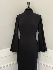 Black Bell Sleeved Dress