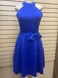 A-Line Belted Dress Royal