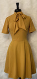 Women's Short Sleeved Mock Neck Tie Dress w/ Pocket Gold