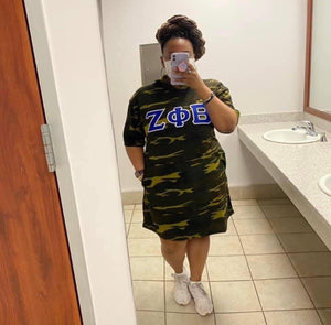 Zeta Camo Hoodie Tee Dress